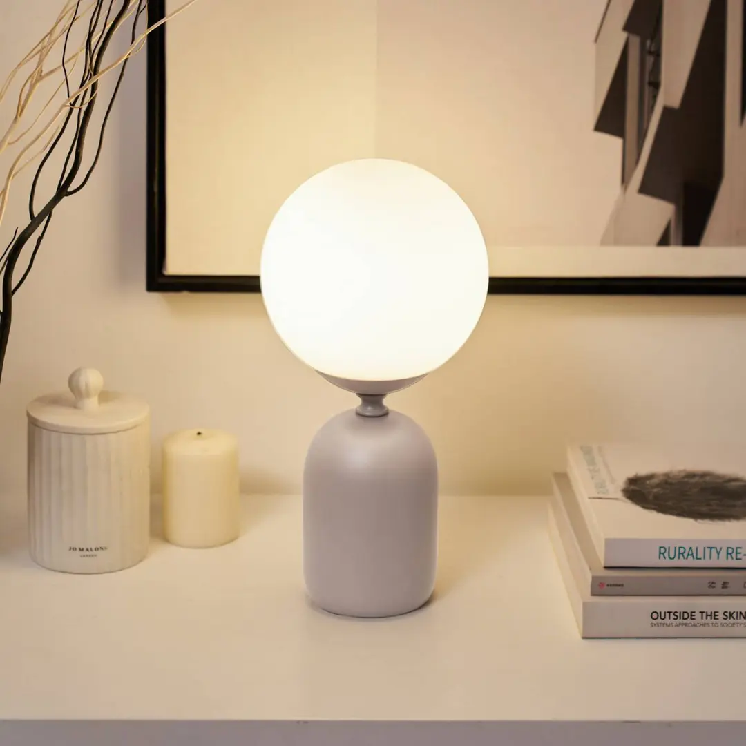 Pauleen Tischlampe GLOWING CHARM, grau, 30 cm, Keramik/Glas