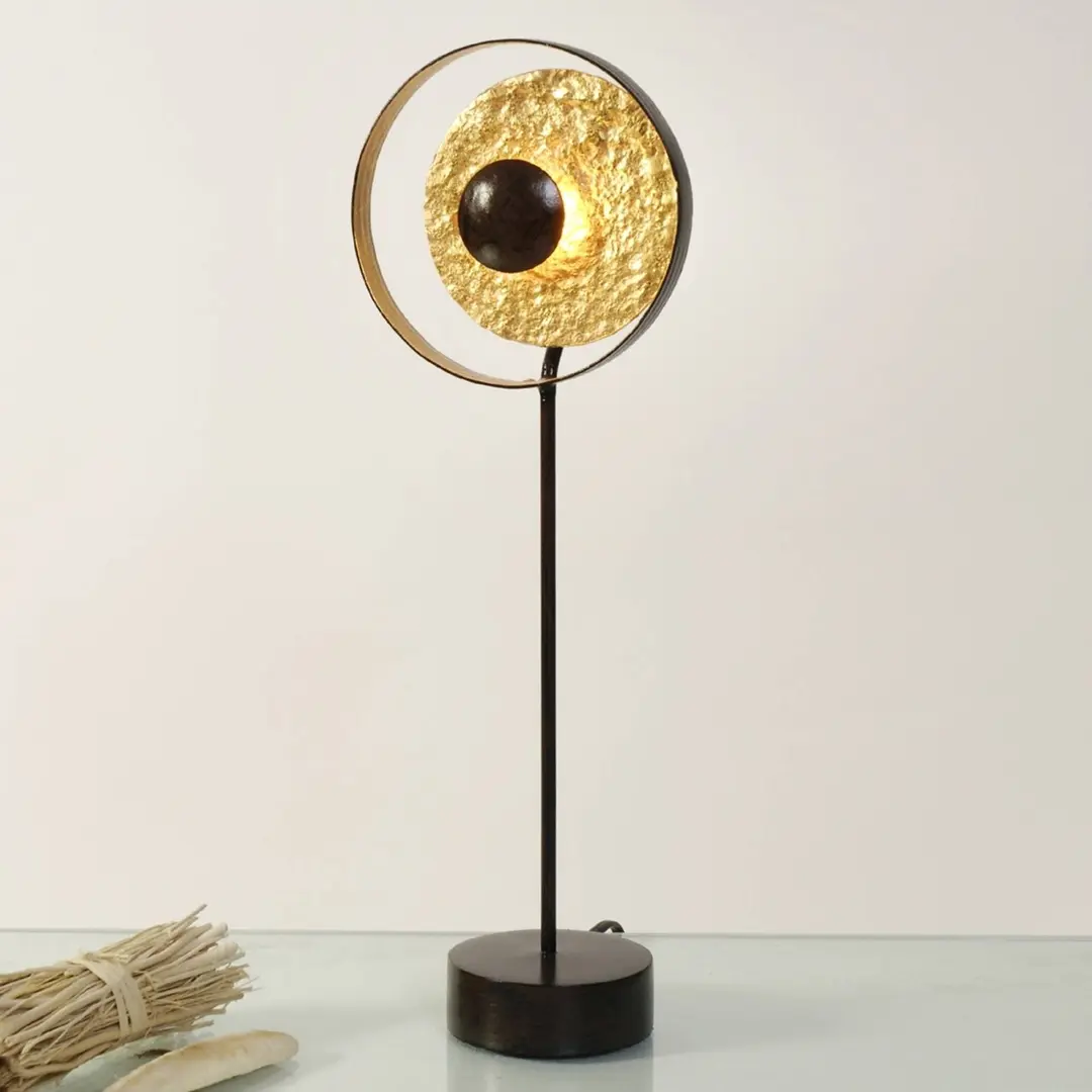 Holländer Tischleuchte Satellite in Gold-Braun, Höhe 42 cm