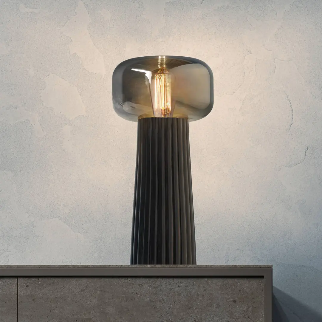 Mantra Iluminación Tischleuchte Faro, Glas, Kunststoff, E27-Fassung, schwarz