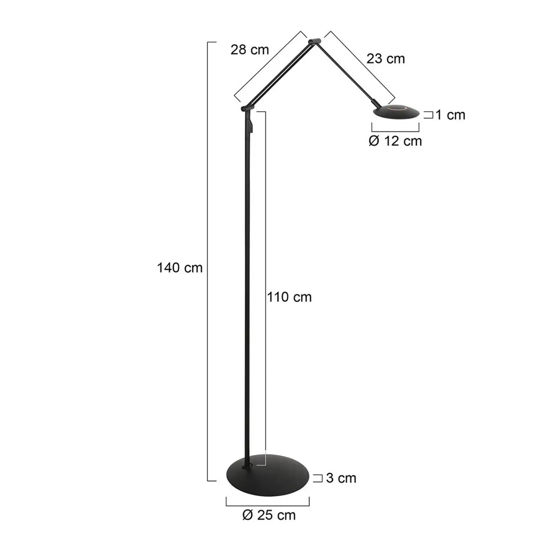 Steinhauer LED-Stehlampe Zenith2 1-fl., schwarz, CCT, Fernbedienung