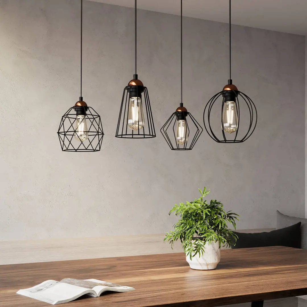 TK Lighting Hängeleuchte Galaxy mit vier Käfig-Schirmen
