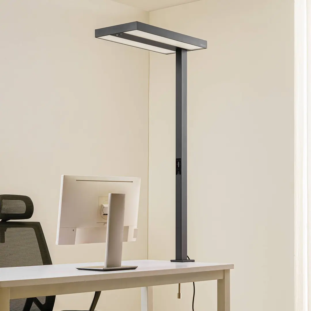 Arcchio LED-Büro-Klemmleuchte Logan schwarz, dimmbar, Sensor