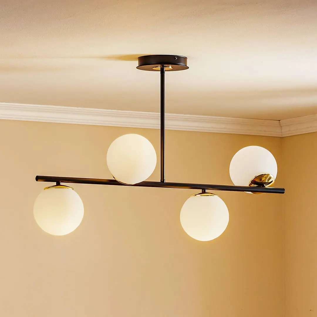 EMIBIG LIGHTING Deckenlampe Kiba, schwarz/gold, vierflammig