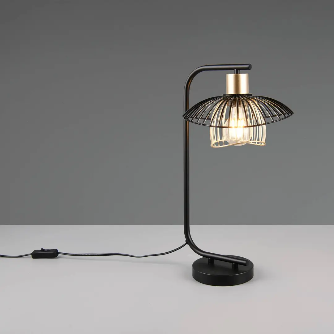 Reality Leuchten Tischleuchte Lauris, schwarz matt, Höhe 44 cm, Metall, E27