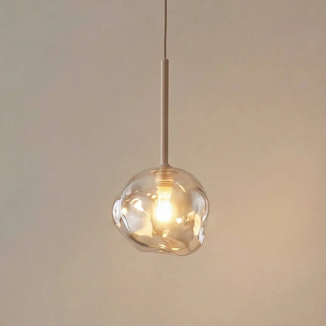 TK Lighting Hängeleuchte Lava, Ø 15 cm, G9, sand/cognac, Glas