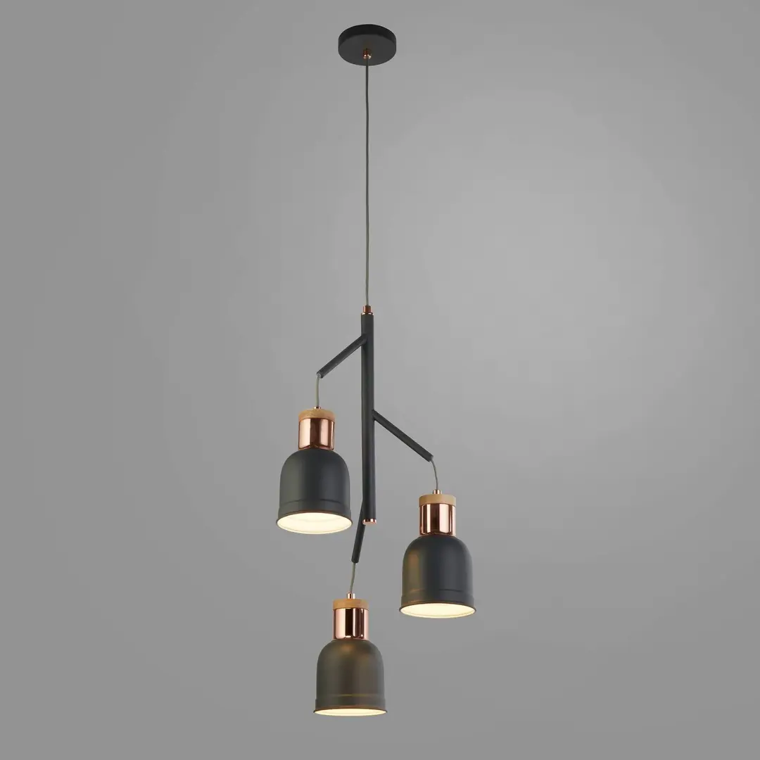 Searchlight Pendelleuchte Barham, grau, Metall, 3-flammig, E27