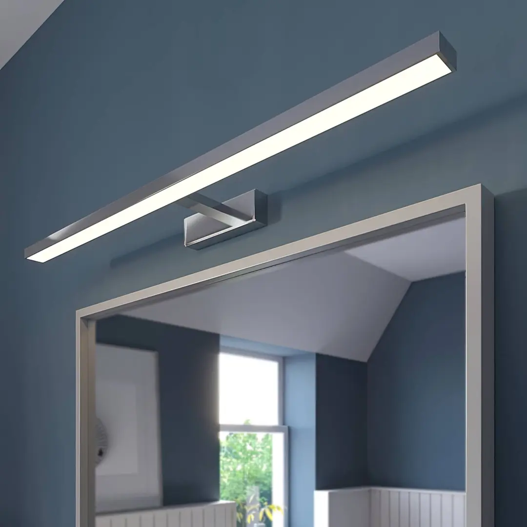 Lindby LED-Spiegelleuchte Jukka, 90 cm, chrom, Metall, IP44