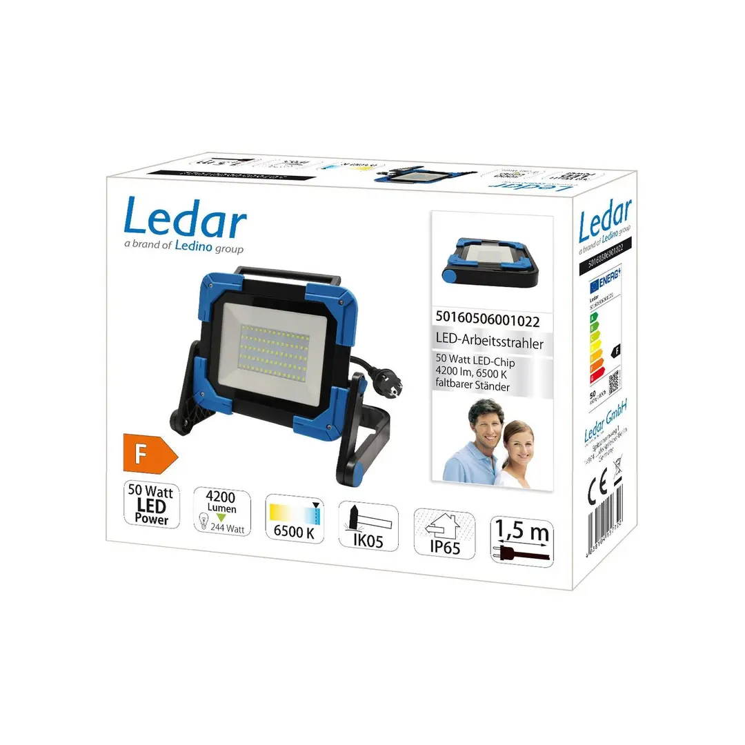 Ledino LED-Baustrahler Ledar 6.500 K 120° schwarz 50 W