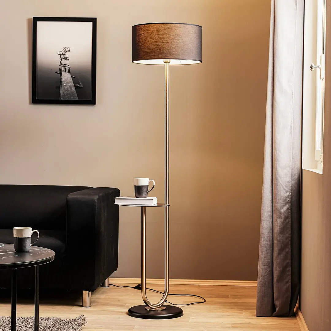 ONLI Stehlampe PONGO, schwarz/chrom, Höhe 165 cm, Textil/Metall