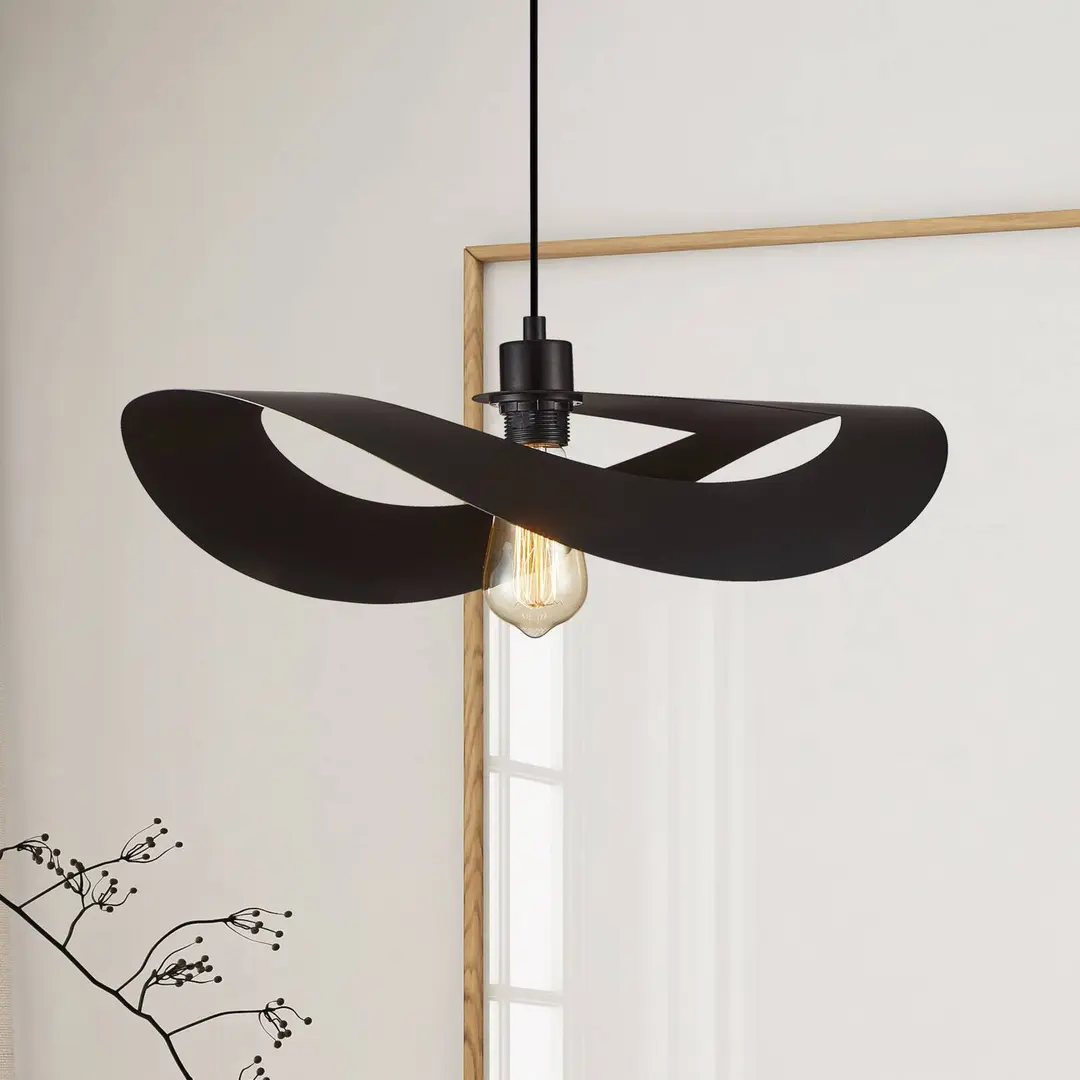 Viokef Pendellampe Mas, schwarz, Ø 50 cm, Metall