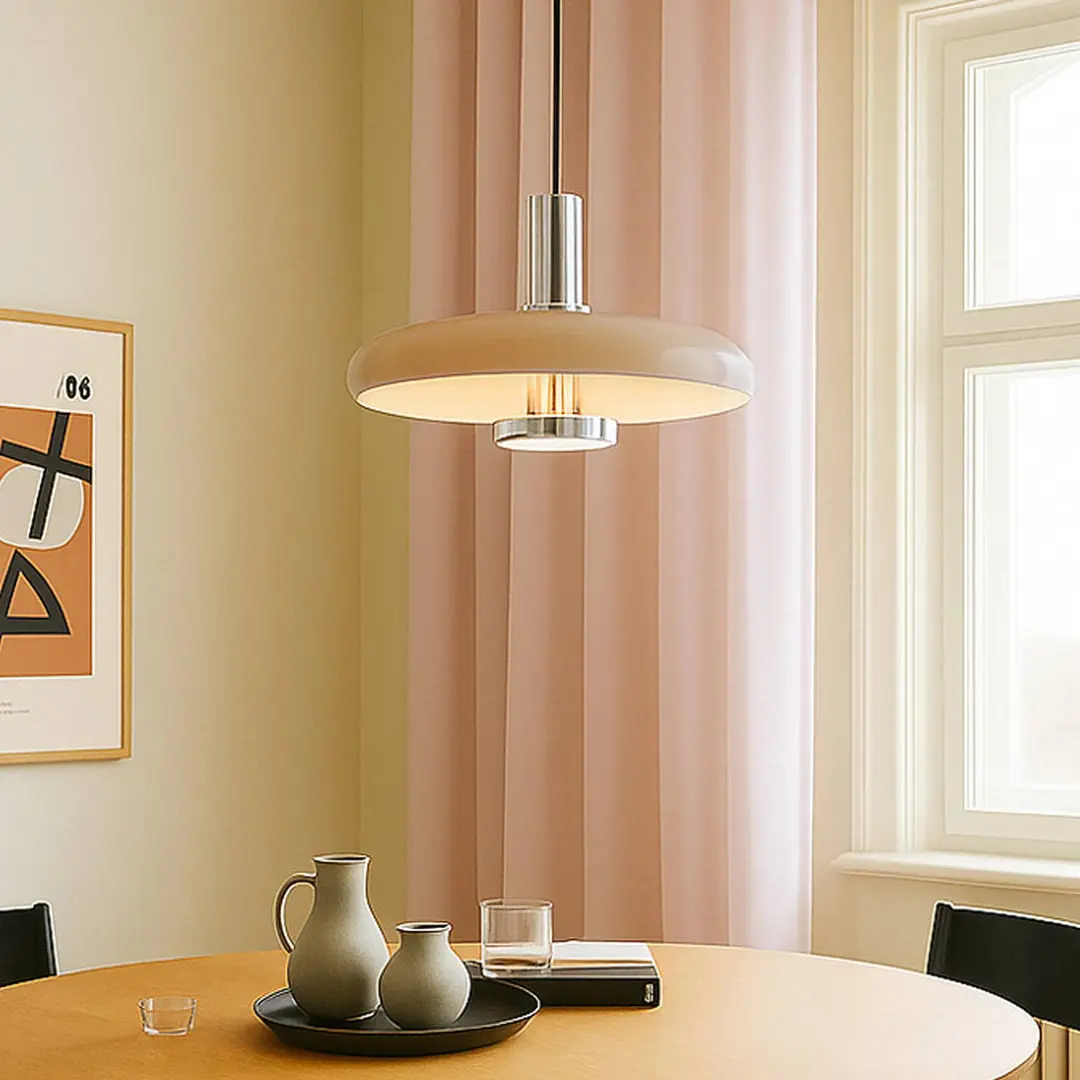 Lindby Hängeleuchte Branford, Retro, Ø 35 cm, beige, Metall