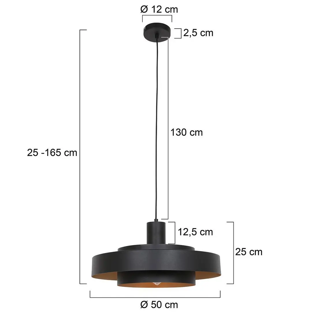 Steinhauer Hängeleuchte Flinter, Holzdekor, Metall, Ø 50 cm, E27