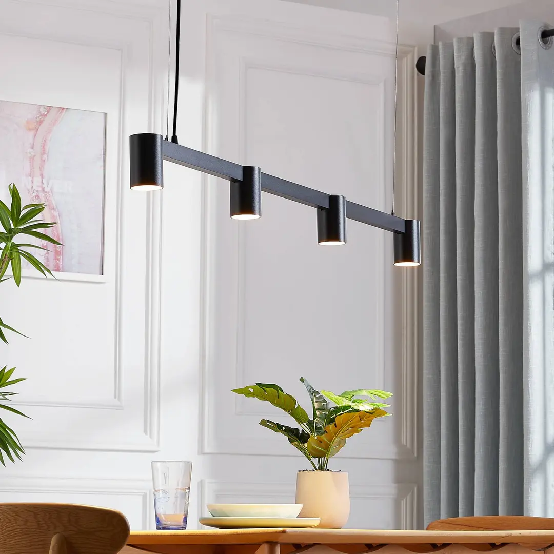 Arcchio Hängeleuchte Brinja, schwarz, 120 cm, 4-flg., GU10