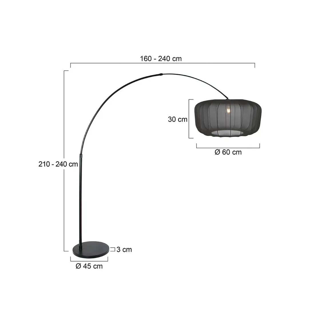Steinhauer Bogen-Stehlampe Sparkled Light schwarz/Nylon schwarz, 240 cm