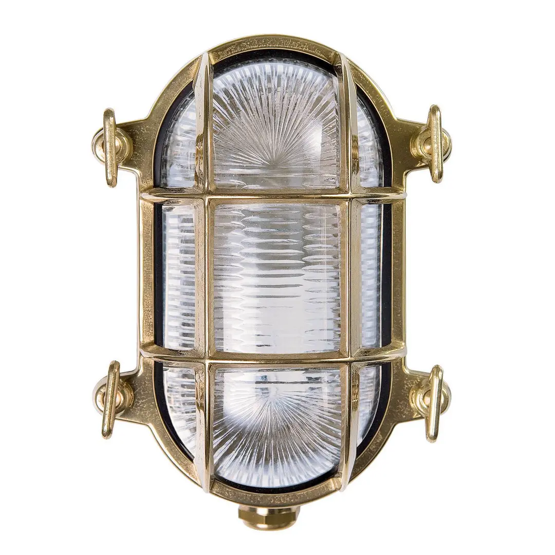 Moretti Luce Außenwandlampe Tortuga oval 17cm messing nat./klar