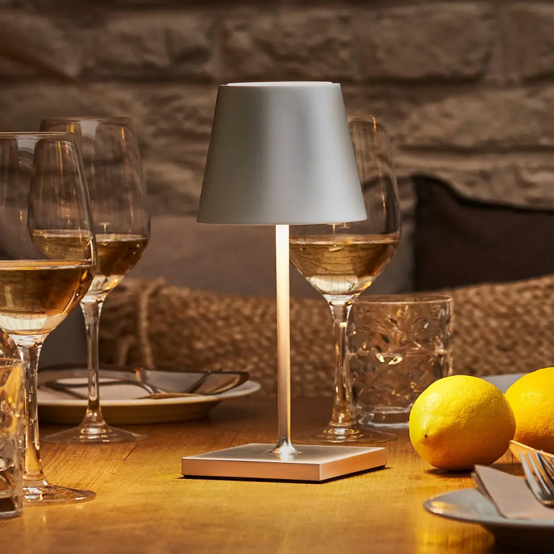 Sigor LED-Akkutischlampe Nuindie mini, Easy Connect, silber, dimm.