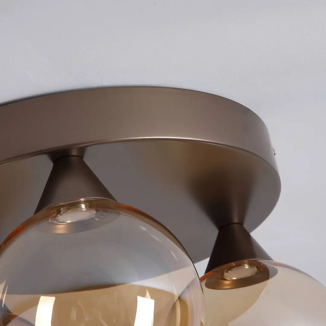 Searchlight LED-Deckenleuchte Opus Lux, 3-fl., bronze, Glas amber, CCT