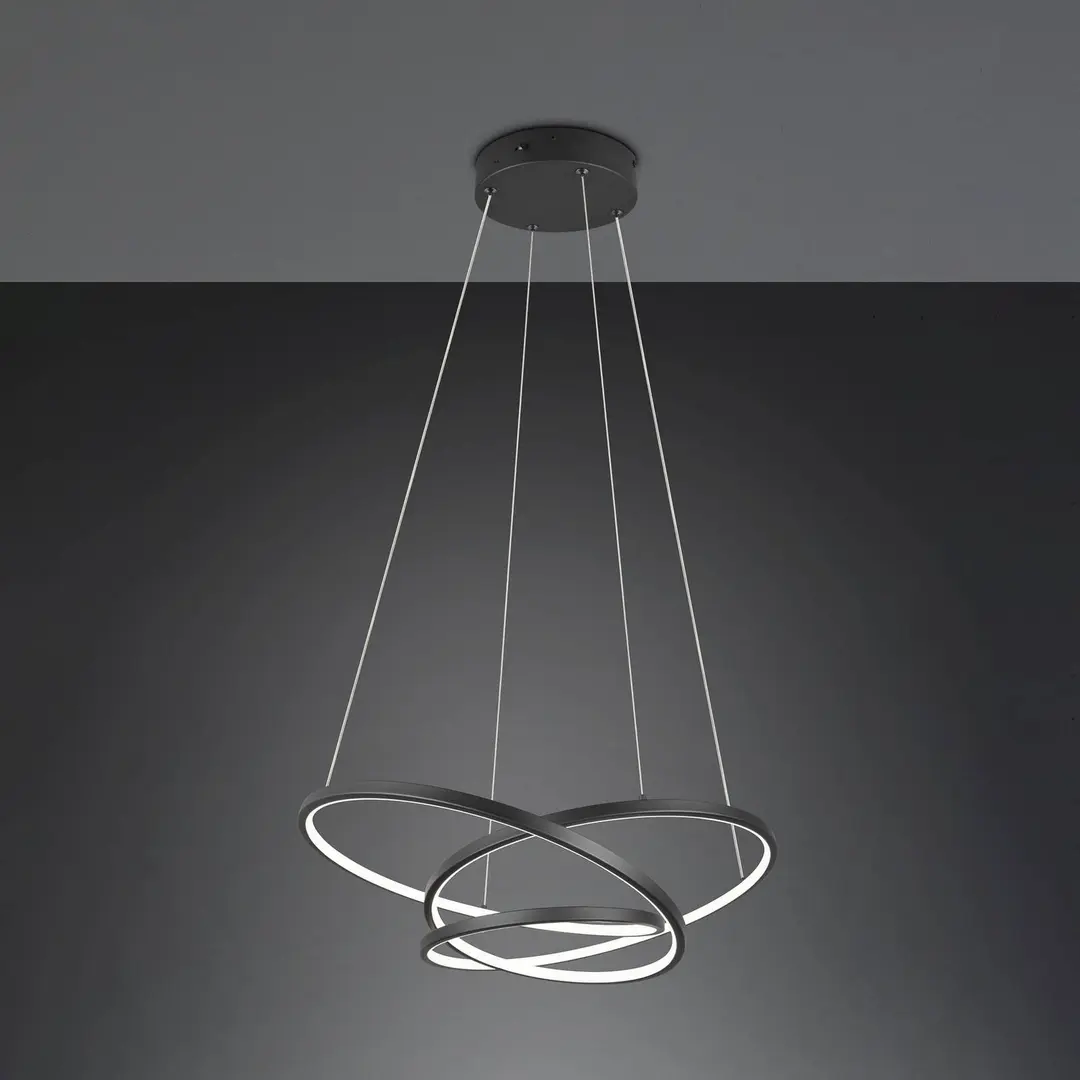 Trio Lighting LED-Hängeleuchte Darvin Länge 64 cm schwarz matt Metall CCT
