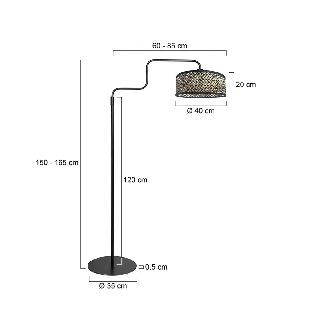 Steinhauer Stehlampe Bloeba, schwarz/holz dunkel, Höhe 165 cm, Holz