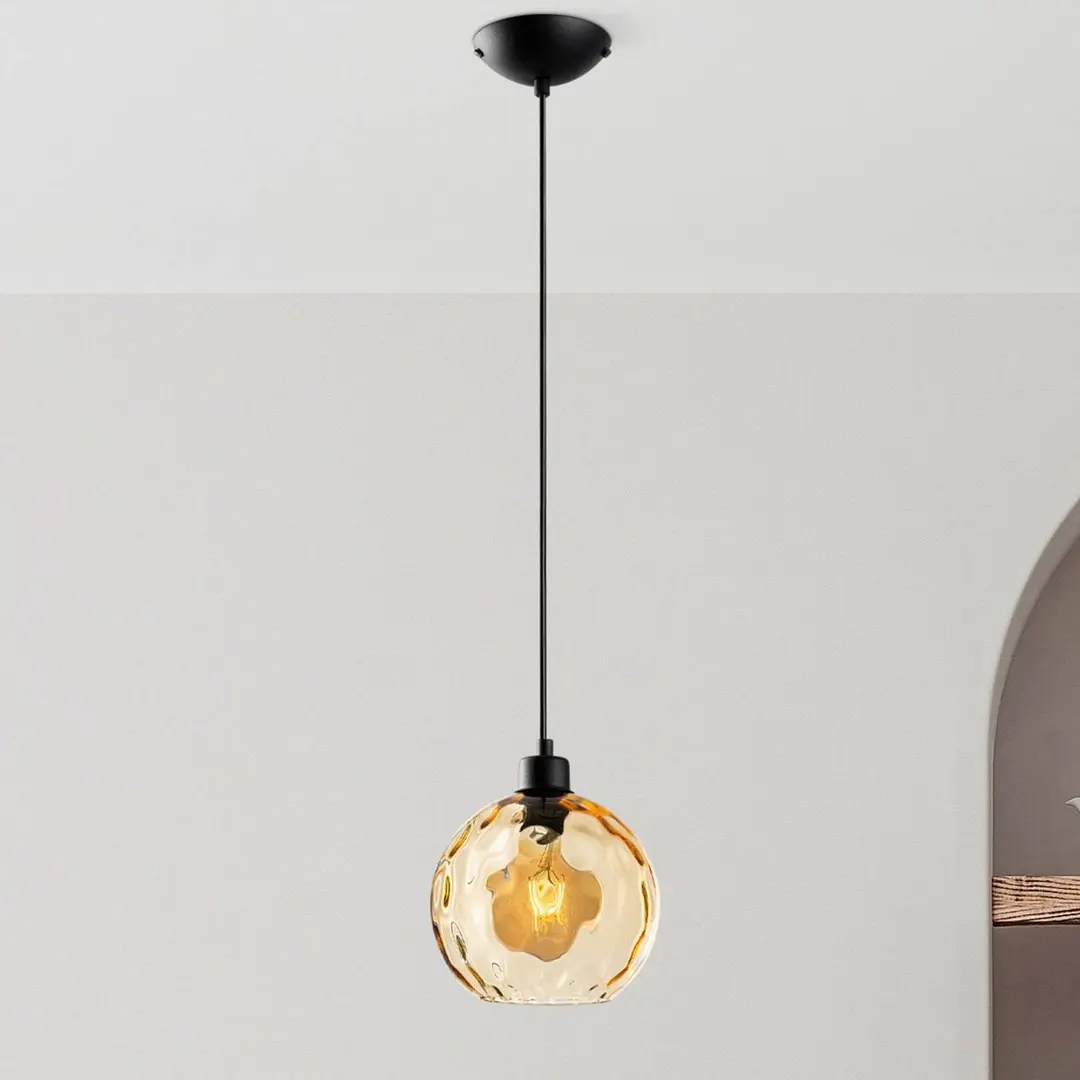 Opviq Pendelleuchte Benek, gelb, Glas, Ø 20 cm, E27