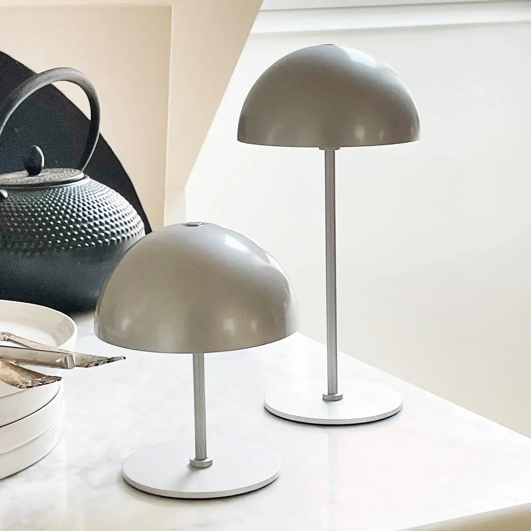 Dyberg Larsen LED-Akku-Tischlampe Along, silber, 2er-Set
