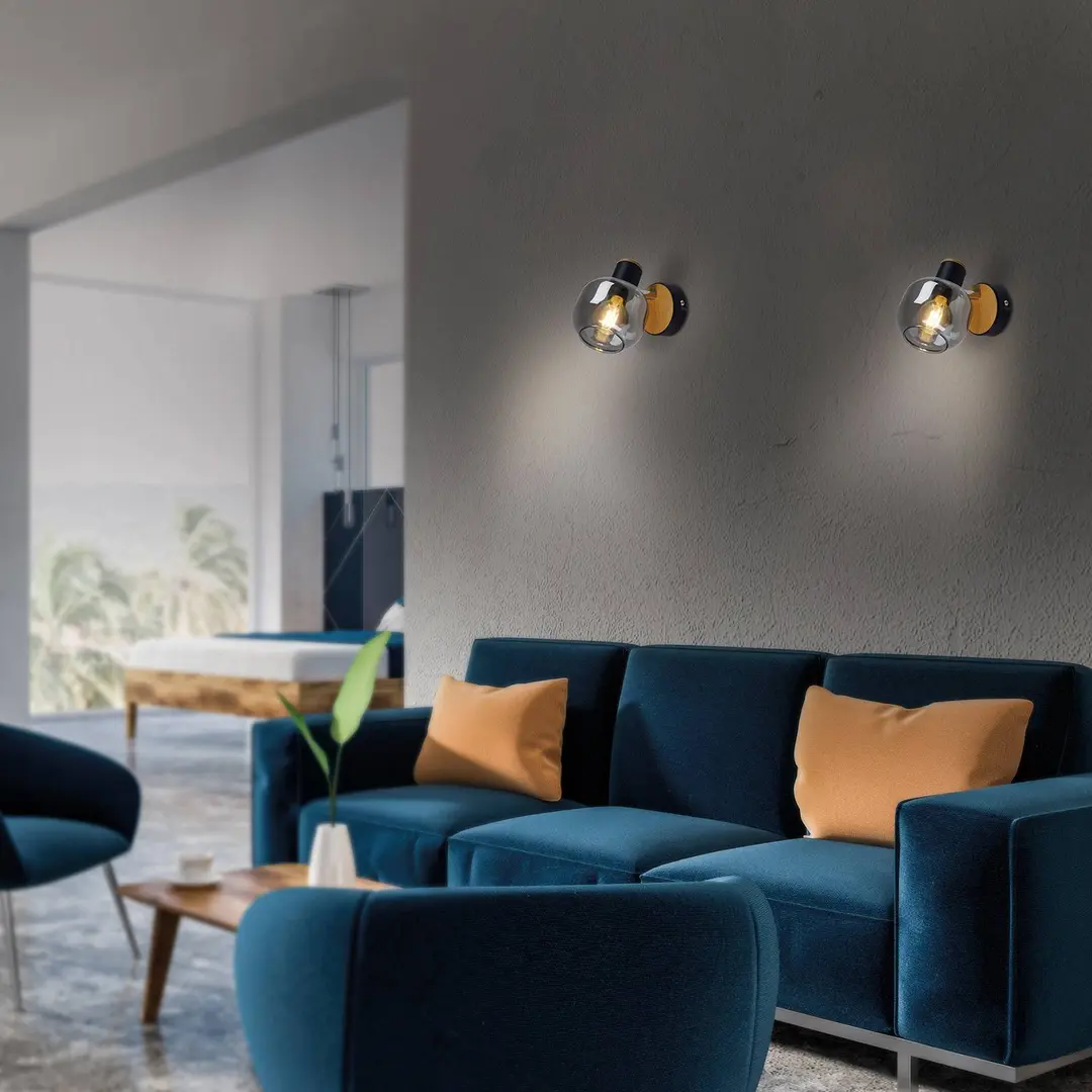 Naeve Leuchten Wandleuchte 1350022 mit Rauchglas, einflammig