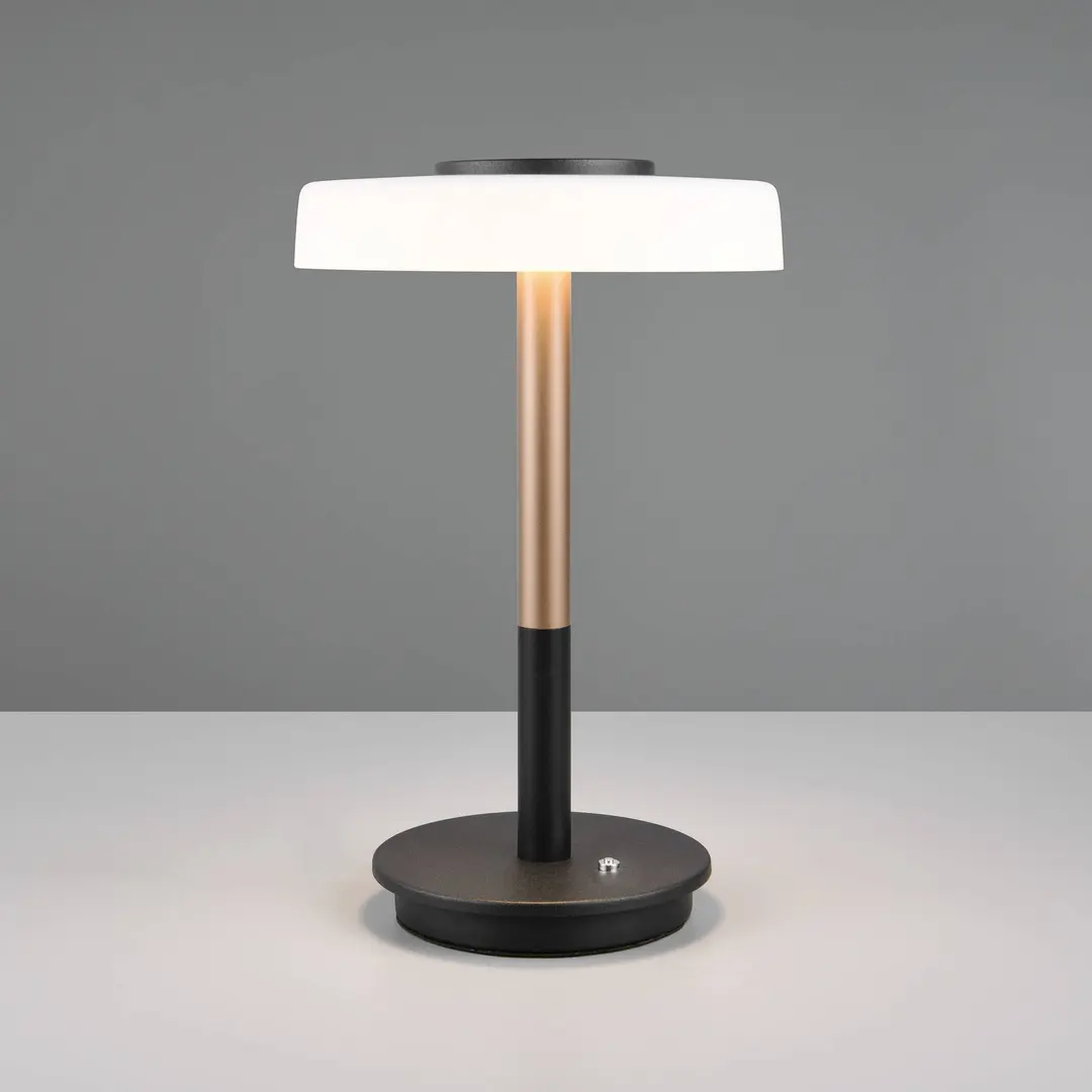 Trio Lighting LED-Tischlampe Celeste weiß/braun 35 cm Glas/Metall Touchdim