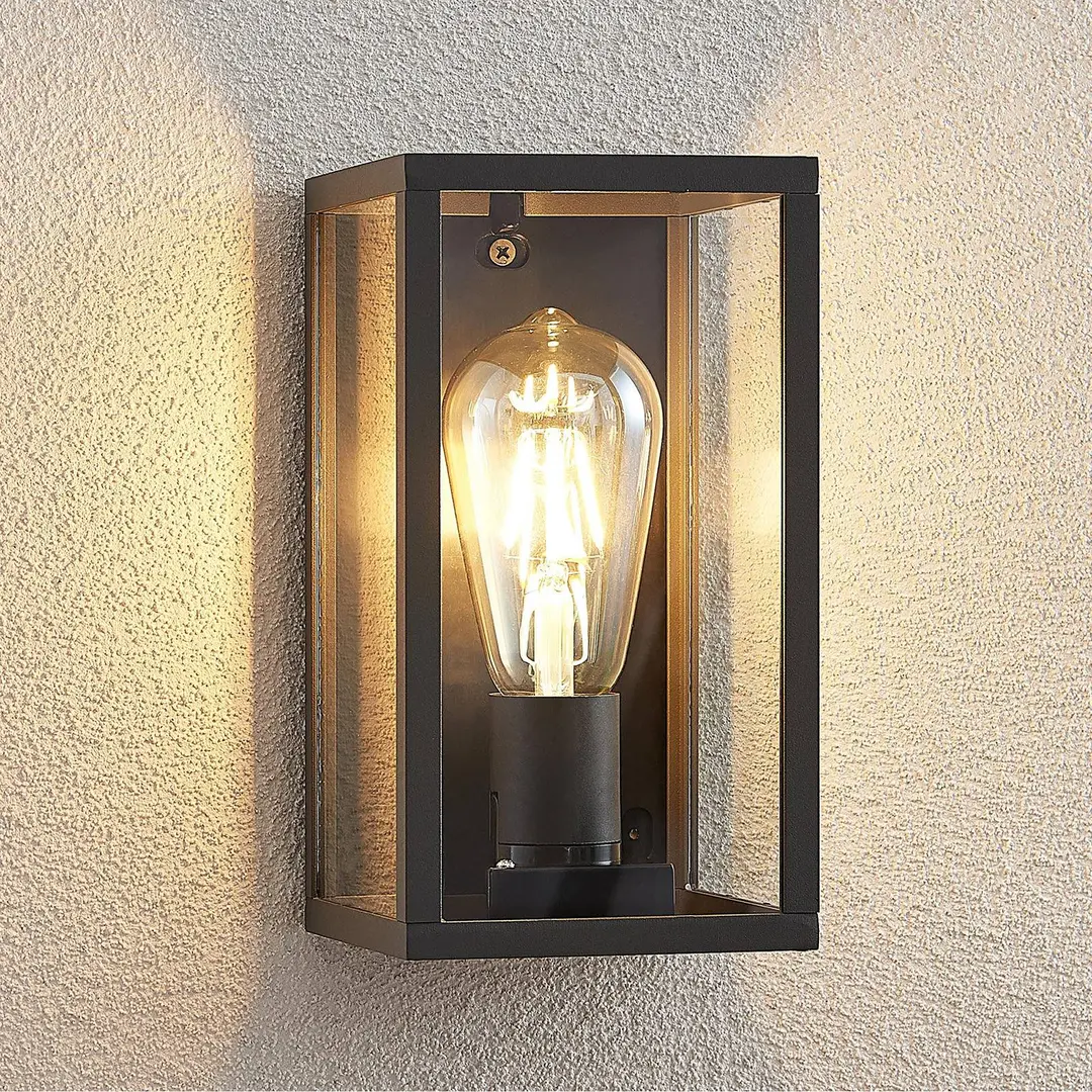 Lindby Außenwandlampe Filimon, anthrazit, 22 cm, IP44, E27