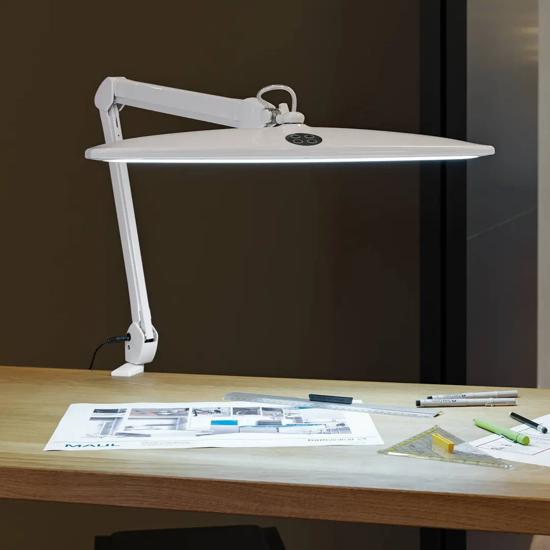 Maul LED-Klemmleuchte MAULwork, weiß, Höhe 50 cm, dimmbar