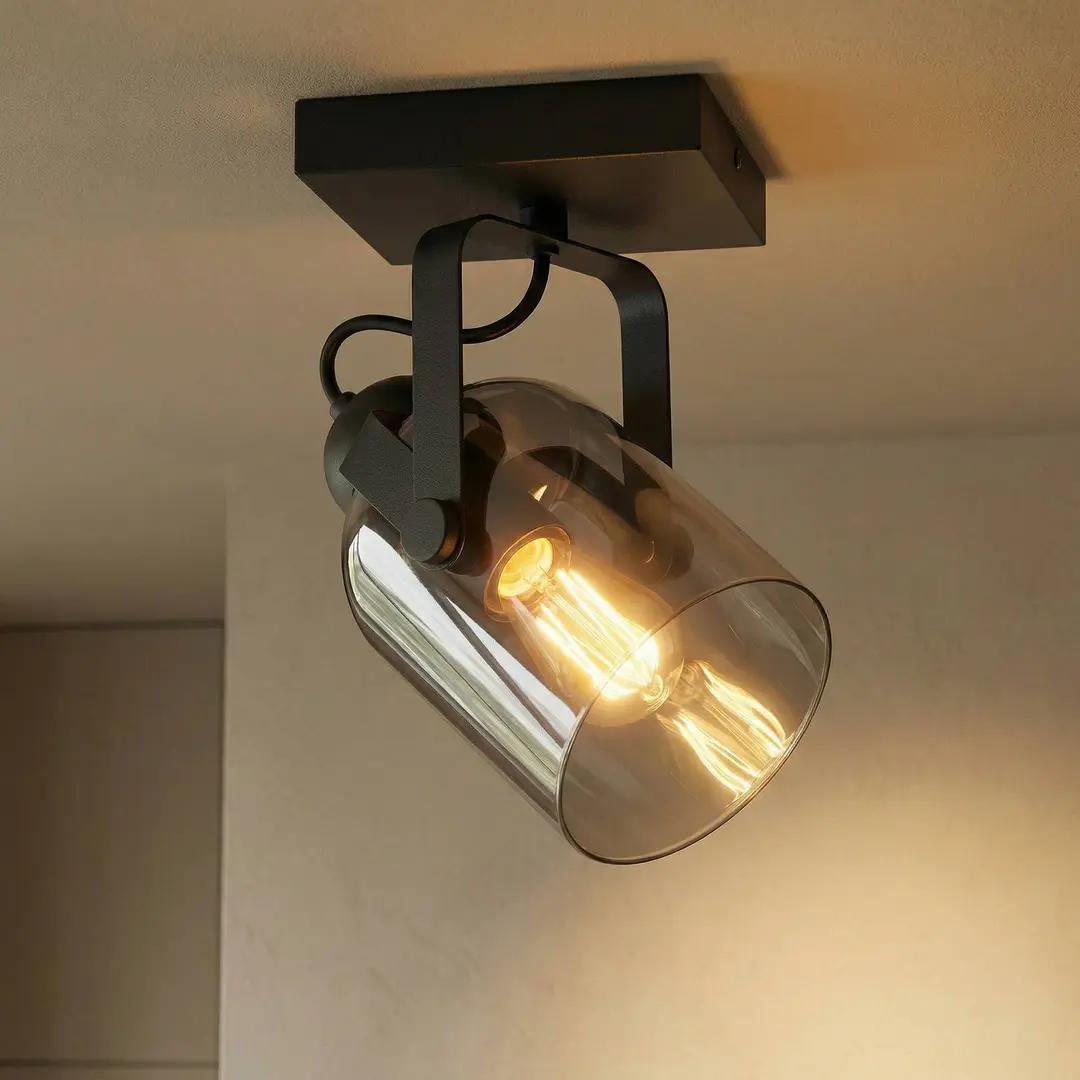 Freelight Deckenstrahler Fumoso, Länge 13,5 cm, schwarz/rauchgrau