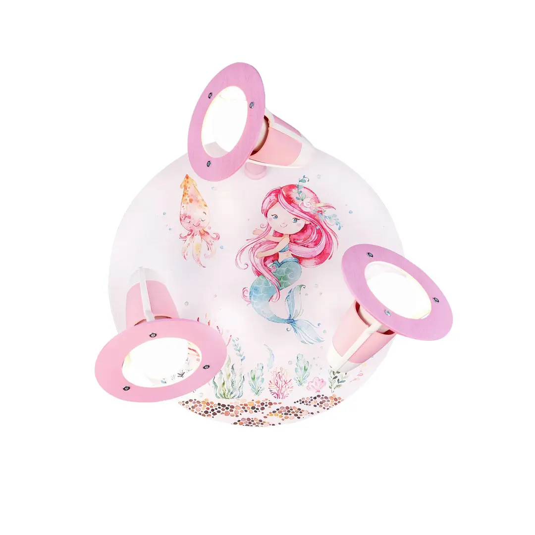 Elobra Deckenrondell Mara Meerjungfrau, weiß/rosa, Ø 29 cm, E14