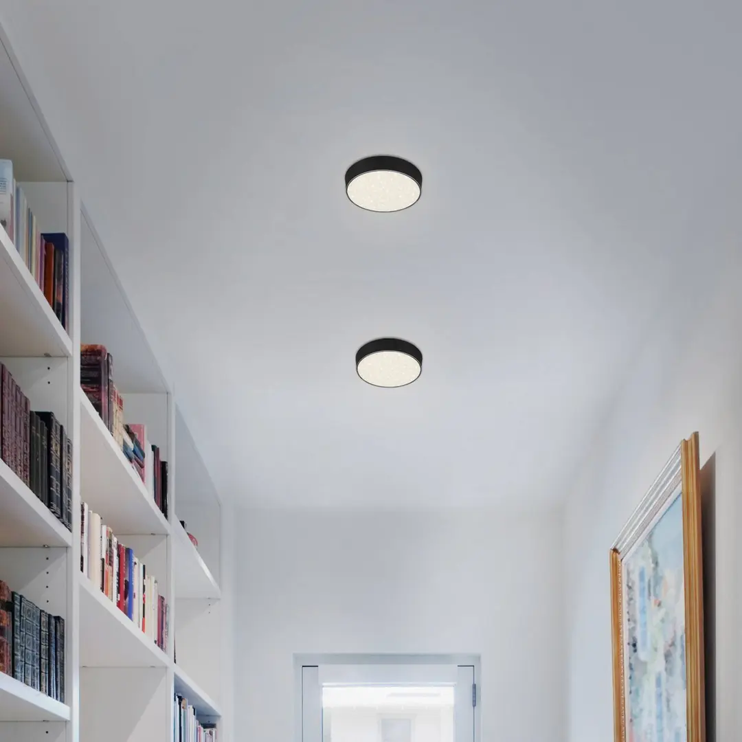 Briloner LED-Deckenleuchte Flame Star, Ø 15,7 cm, schwarz