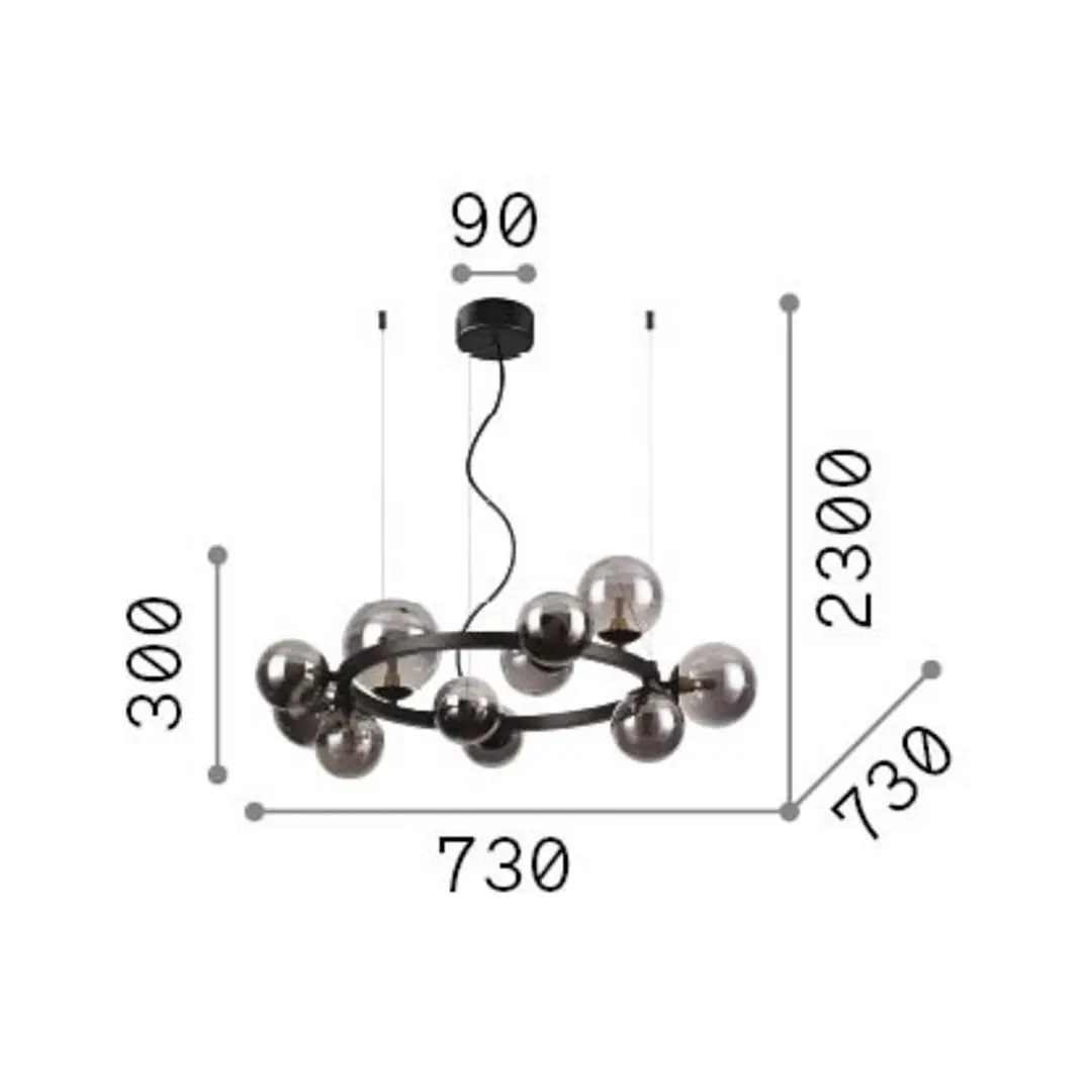 Ideal Lux Hängelampe Perlage messing/amber 11flg Ø 73 cm