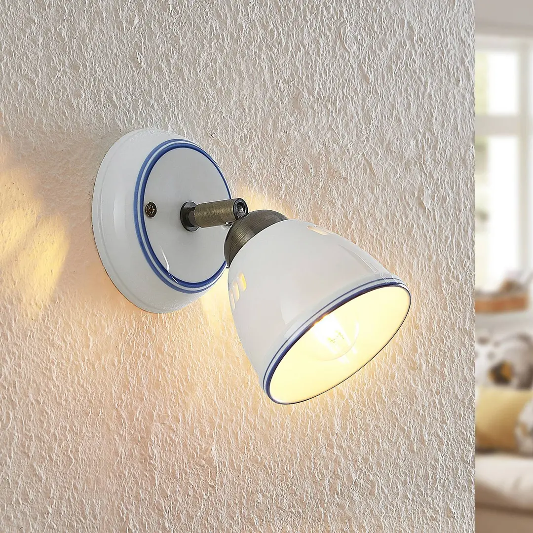 Lindby Strahler Eneas, Höhe 16 cm, weiß, einflammig, Keramik