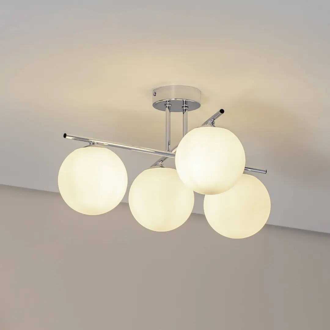 Domiluce Deckenleuchte Aurora, chrom, Ø 50 cm, 4-flammig, Glas, E14