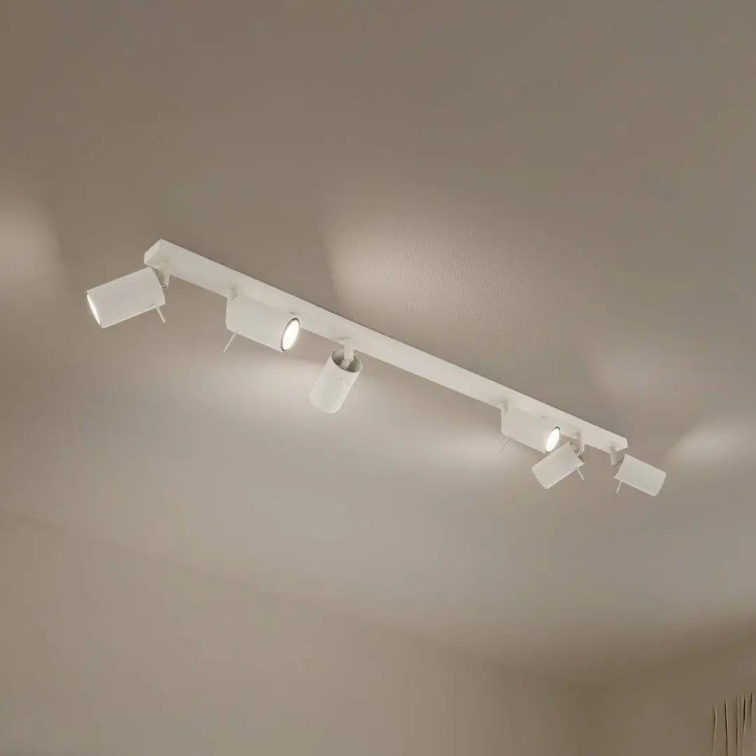 SOLLUX LIGHTING Deckenstrahler Ring, beige, Länge 117 cm, Stahl, 6-flg.