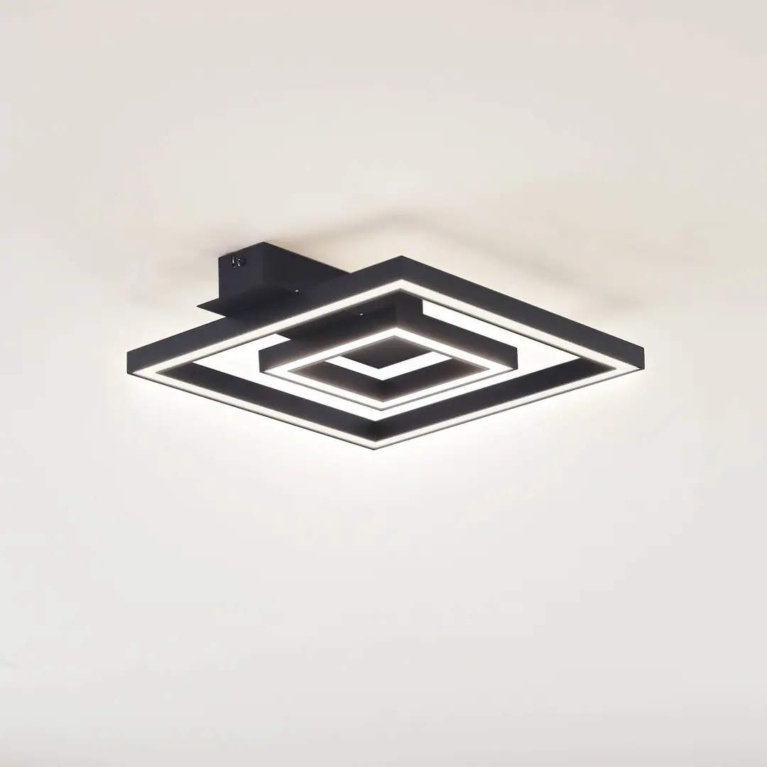 Lindby LED-Deckenleuchte Madamo, schwarz, 30 cm, 3000K, Alu