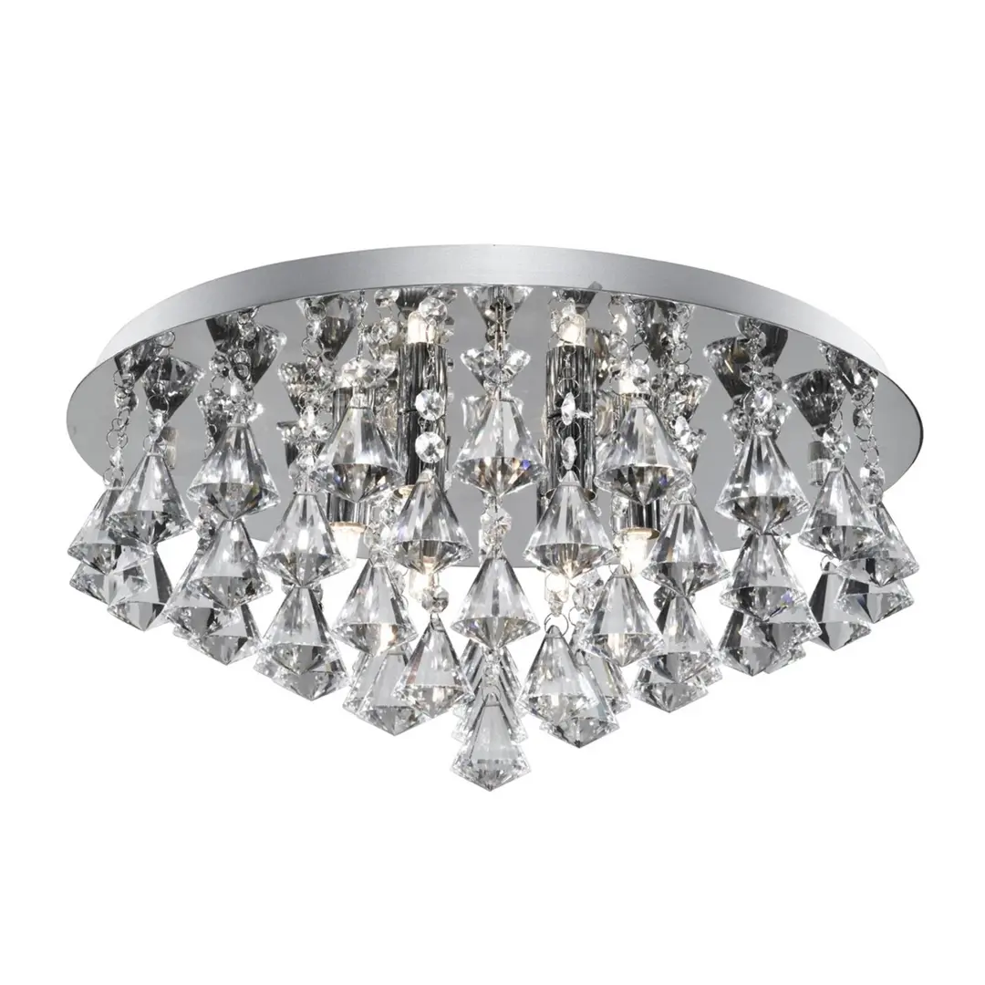 Searchlight Deckenlampe Hanna, Kristall Diamantform 45cm chrom