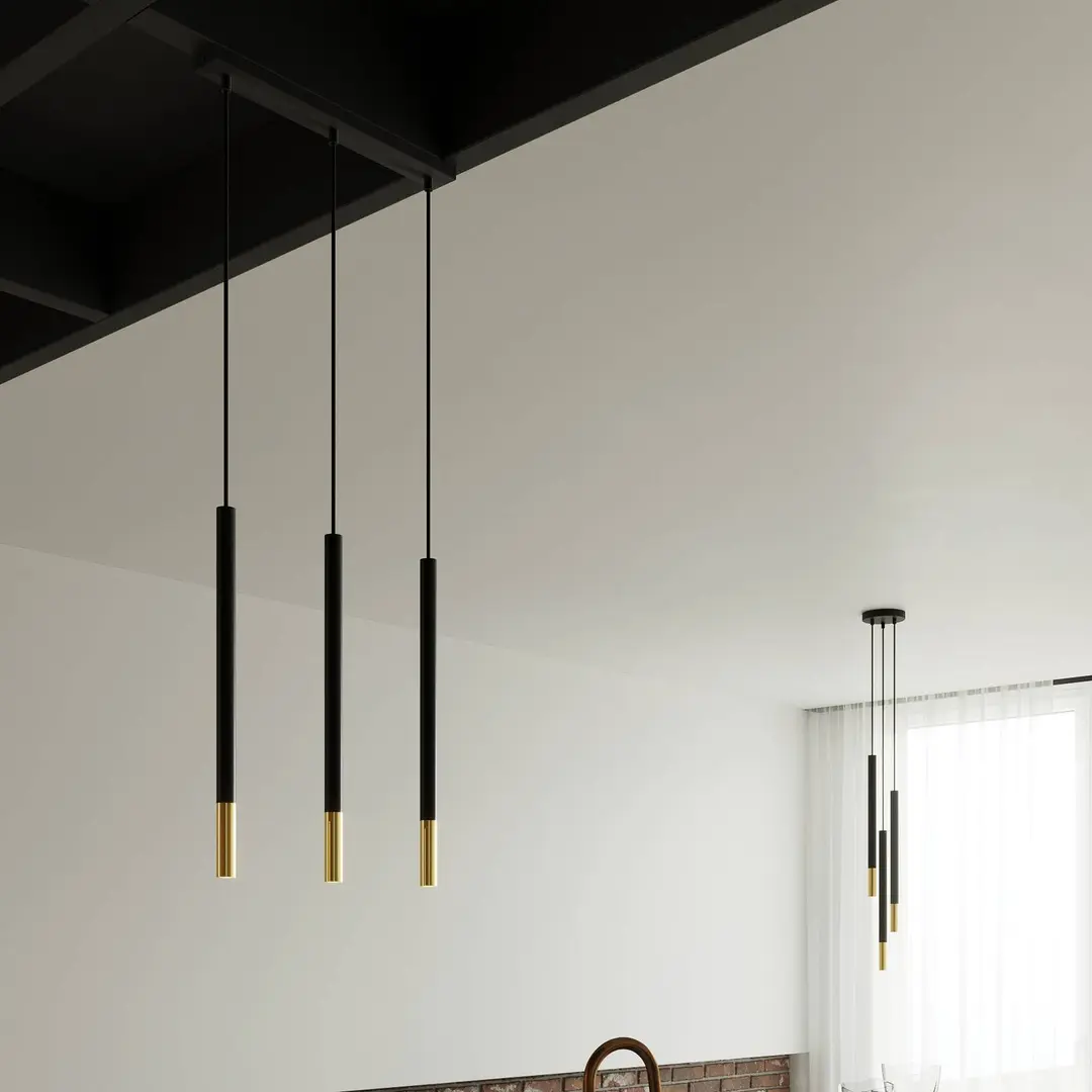 SOLLUX LIGHTING Hängelampe Thalassa, schwarz/gold, 30 cm, 3-flg, G9