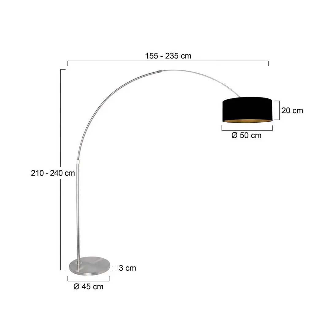 Steinhauer Bogen-Stehlampe Sparkled Light stahl/schwarz-gold 240 Chintz