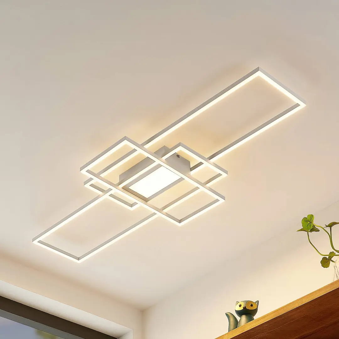 Lindby LED-Deckenleuchte Caitlin, weiß, CCT, Fernbedienung