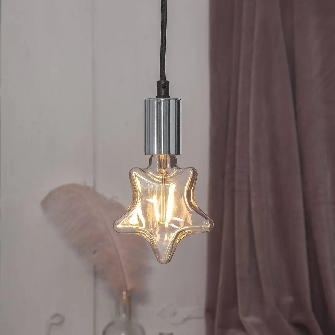 STAR TRADING E27-Fassung Stil mit Kabel, silberfarben