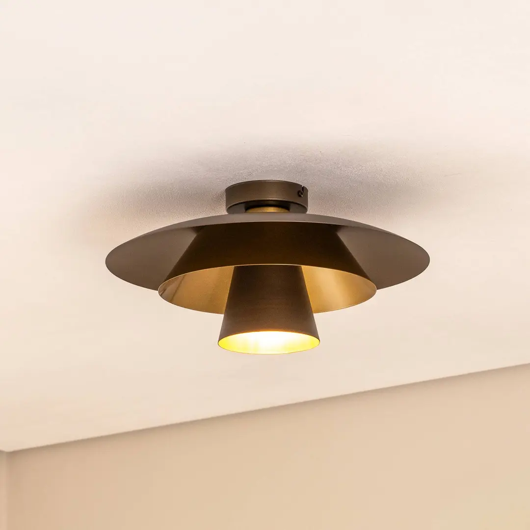 Luminex Deckenleuchte Plato, titan/goldfarben, Metall, Ø 38 cm, E27