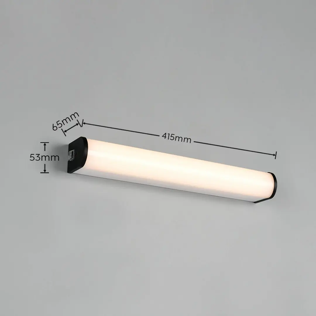 Trio Lighting LED-Wandlampe Giacomo, Breite 41 cm, schwarz, Metall, IP44
