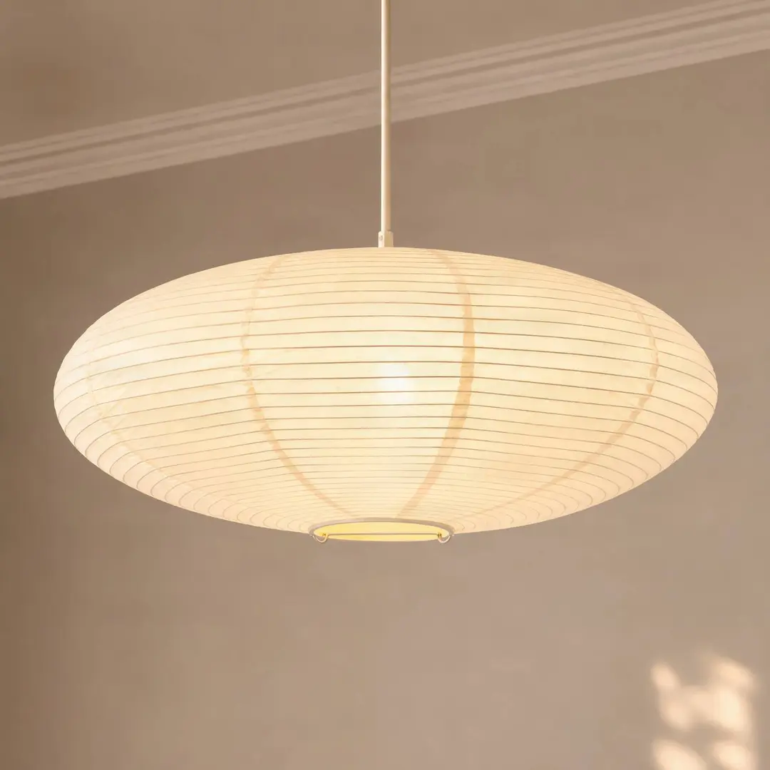 Lindby Hängeleuchte Gerald, Ø 60 cm, beige, Papier, E27