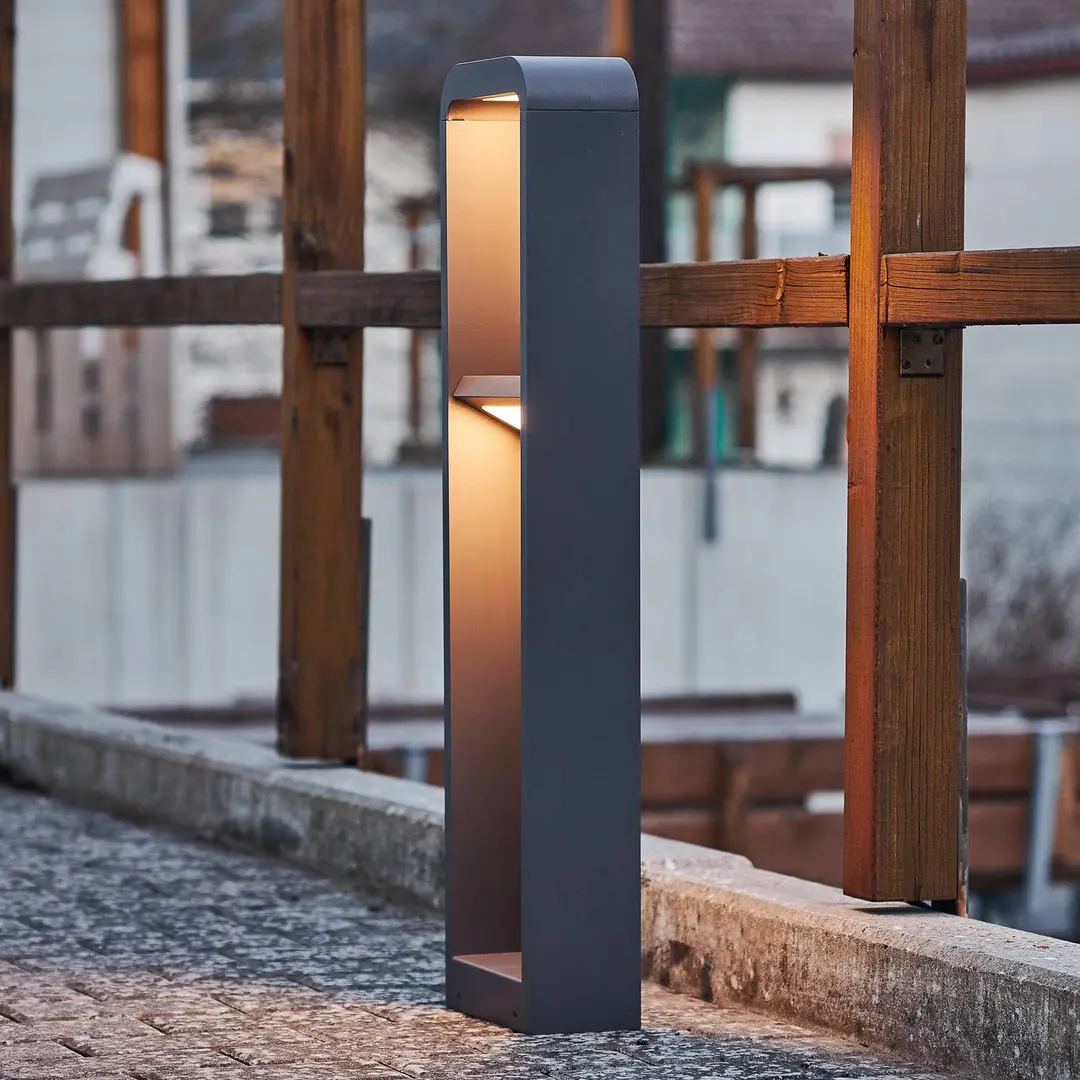 Lindby LED-Wegeleuchte Darko, 80 cm, grau, Metall, IP54
