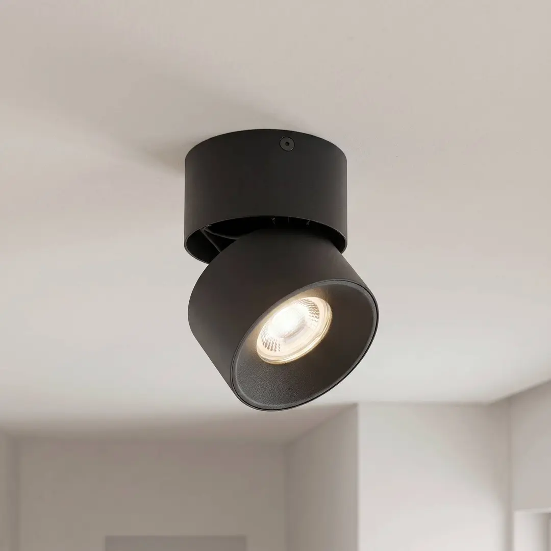 Prios Strahler Rotari basic, 1-flg., schwarz, Ø 9 cm, GU10
