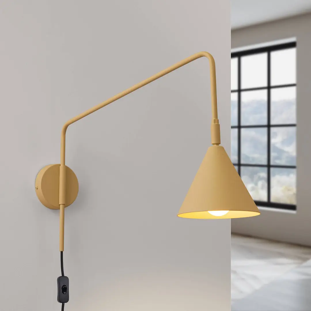 SOLLUX LIGHTING Wandleuchte LYS, goldfarben, Ø 14 cm, Metall, Stecker, E14