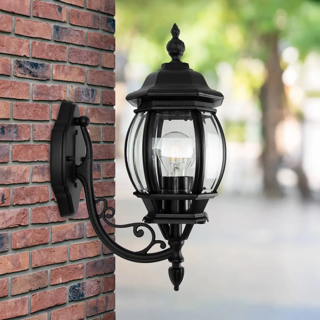 K.S. Verlichting Außenwandlampe Andrew Kristallglas stehend schwarz