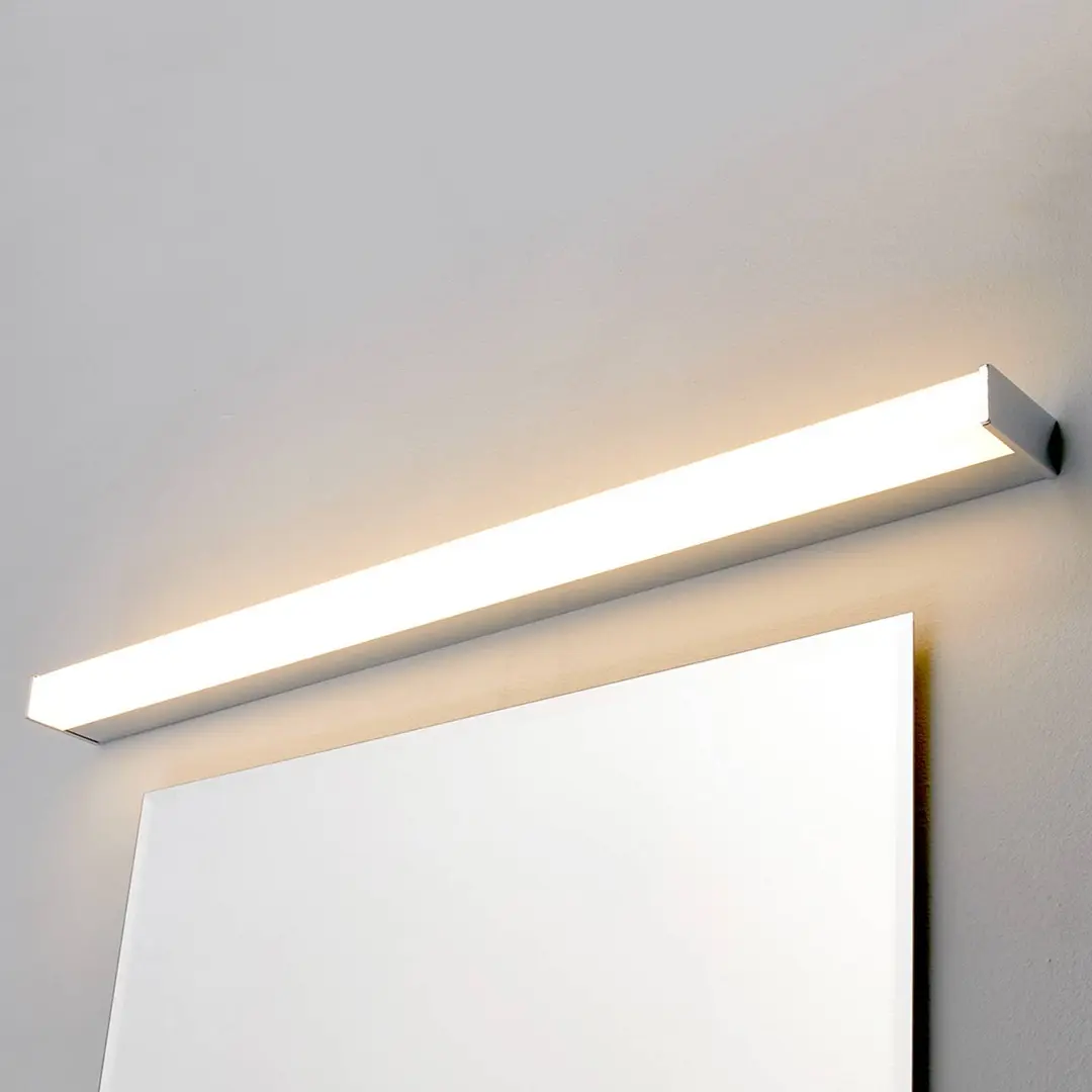 Lindby LED-Wandlampe Philippa, eckig, 89 cm, chrom, IP44